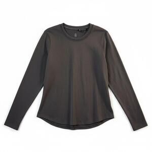 Athleta Long Sleeve Performance Top Gray XL Merino Wool Blend Back Seam